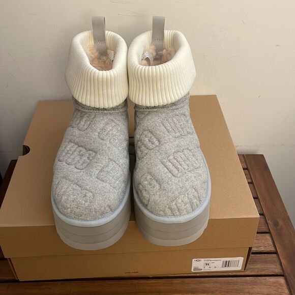 UGG Classic Mini Platform Felted Boots Grey USA Women Size 11/UK 9/EU 42 - Picture 6 of 14